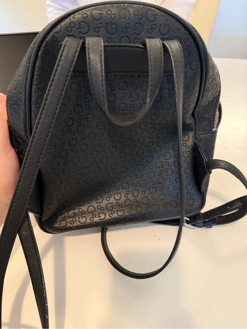 Guess Cream and Light Brown Logo-Print Mini Backpack - Picture 6 of 6